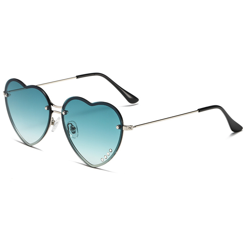 Heart-shaped Double Bridge Sunset Gradient Metal Square Sunglasses WGSG2236