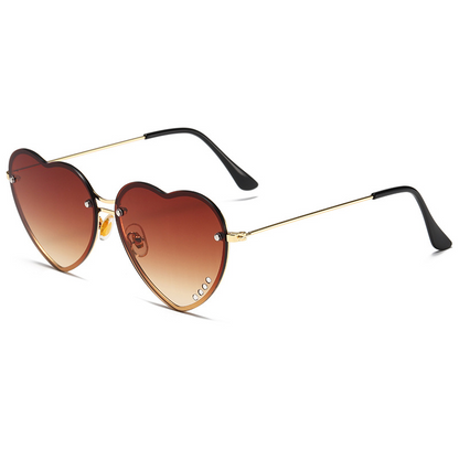 Heart-shaped Double Bridge Sunset Gradient Metal Square Sunglasses WGSG2236