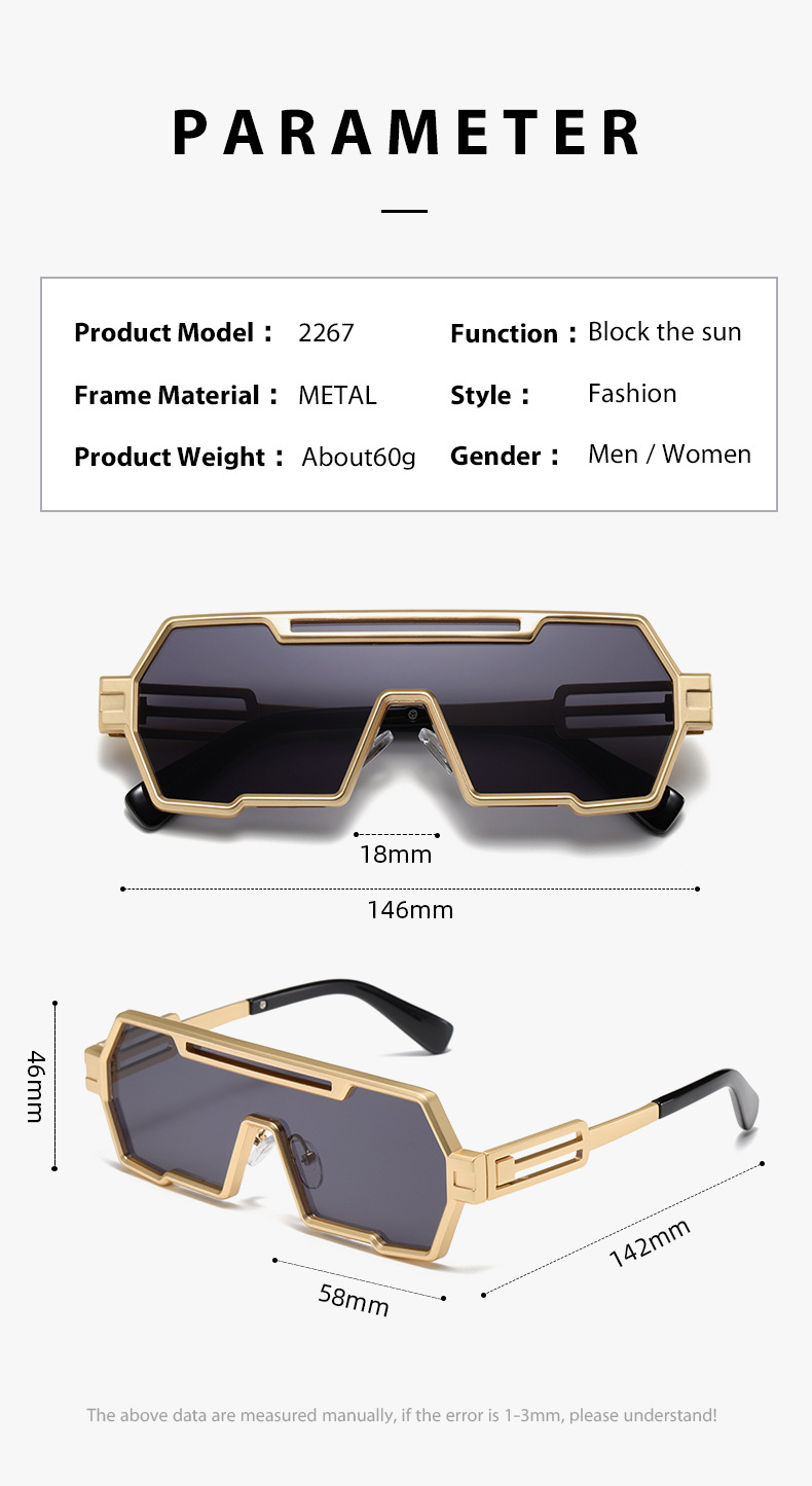 Futuristic  Square-Frame Seamless Sport Shield Metal Sunglasses WGSG2267