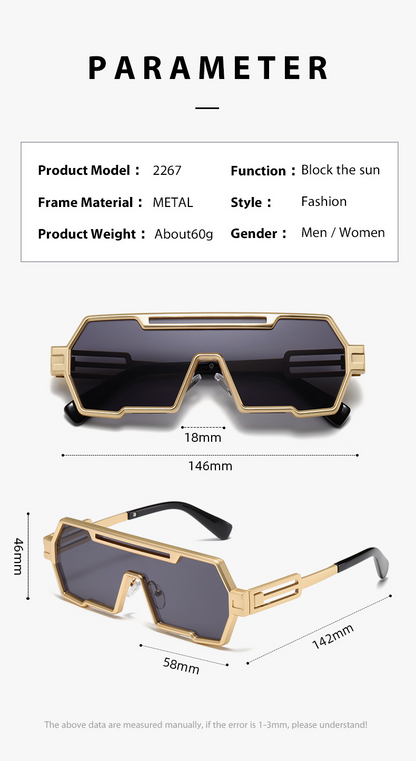 Futuristic  Square-Frame Seamless Sport Shield Metal Sunglasses WGSG2267