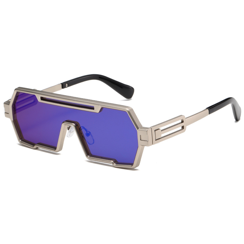 Futuristic  Square-Frame Seamless Sport Shield Metal Sunglasses WGSG2267