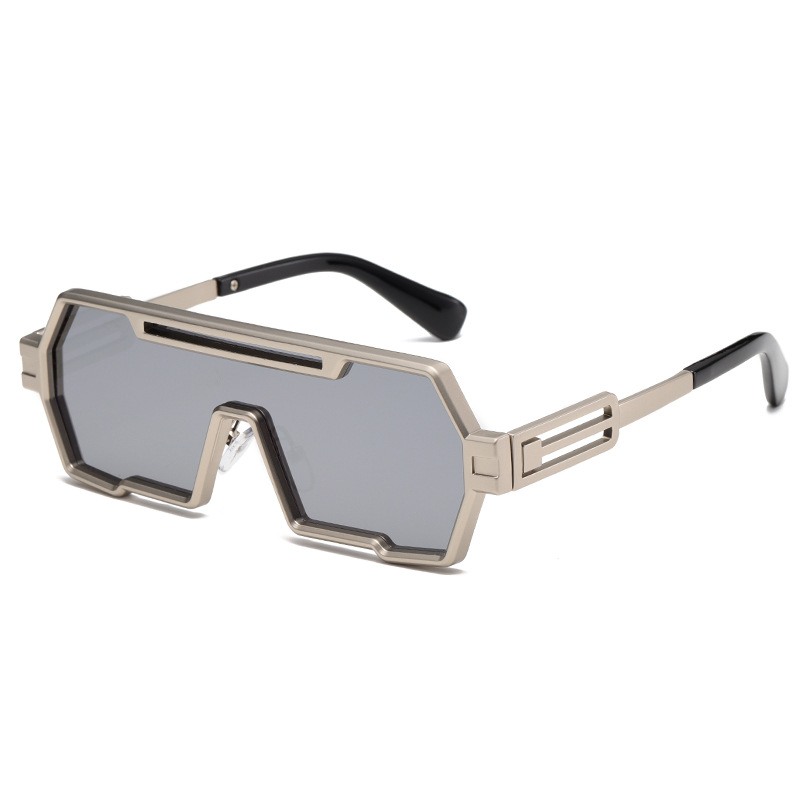 Futuristic  Square-Frame Seamless Sport Shield Metal Sunglasses WGSG2267