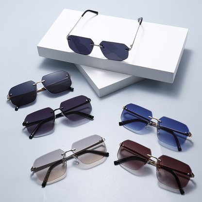 UV400 Rimless Geometric Metal TikTok-Viral Sunglasses WGSG2283