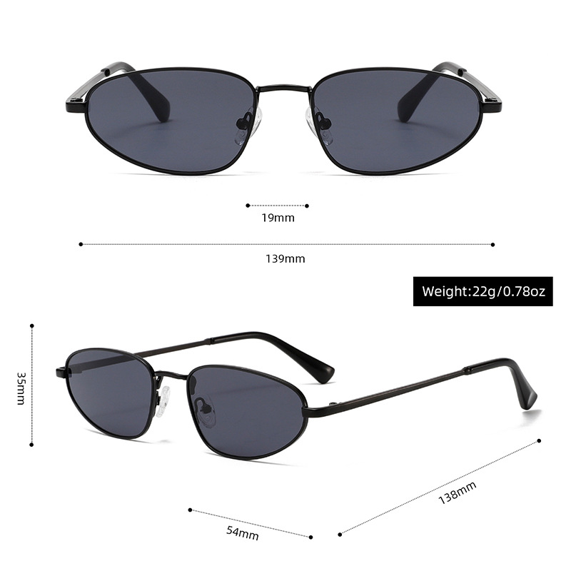 TikTok-Approved UV400 Petite Oval Metal Sunglasses WGSG2315