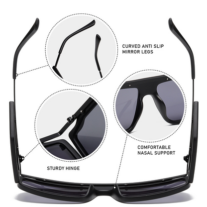 Trend-Forward Oversized Steampunk Y2K Revival Quad-Lens Statement Sunglasses WGSG3188 (32g)