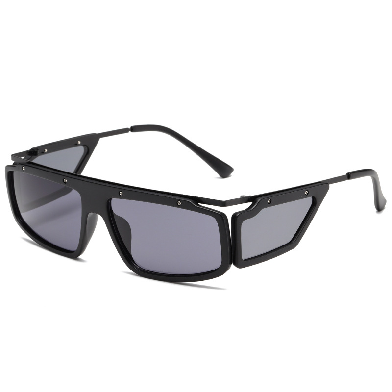 Trend-Forward Oversized Steampunk Y2K Revival Quad-Lens Statement Sunglasses WGSG3188 (32g)