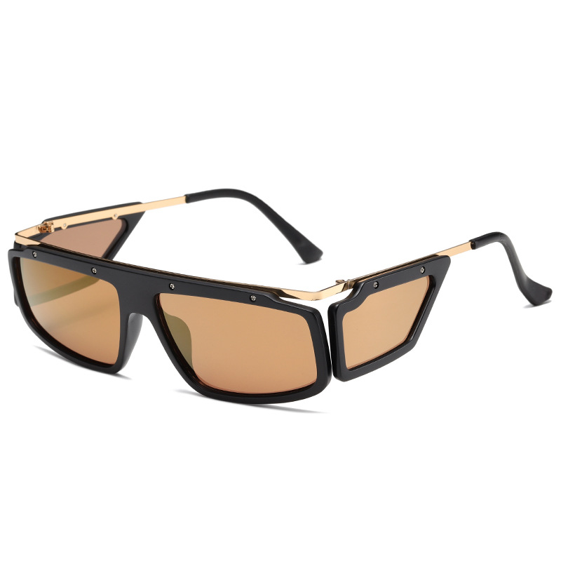 Trend-Forward Oversized Steampunk Y2K Revival Quad-Lens Statement Sunglasses WGSG3188 (32g)