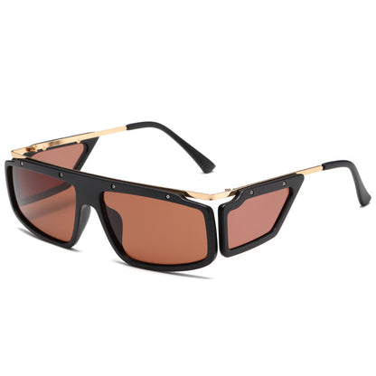 Trend-Forward Oversized Steampunk Y2K Revival Quad-Lens Statement Sunglasses WGSG3188 (32g)
