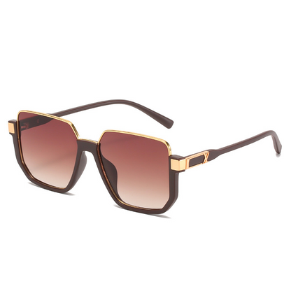 Hybrid Metal-Acetate Fashion Semi-Rimless UV-Protection Oversized Sunglasses WGSG3220 (28g)