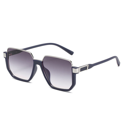 Hybrid Metal-Acetate Fashion Semi-Rimless UV-Protection Oversized Sunglasses WGSG3220 (28g)
