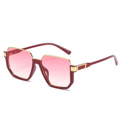 Hybrid Metal-Acetate Fashion Semi-Rimless UV-Protection Oversized Sunglasses WGSG3220 (28g)
