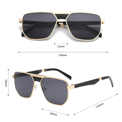 Vintage Double-Bridge Metal Aviator Sunglasses - UV Protection, WGSG3411
