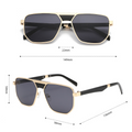 Vintage Double-Bridge Metal Aviator Sunglasses - UV Protection, WGSG3411