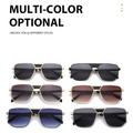 Vintage Double-Bridge Metal Aviator Sunglasses - UV Protection, WGSG3411