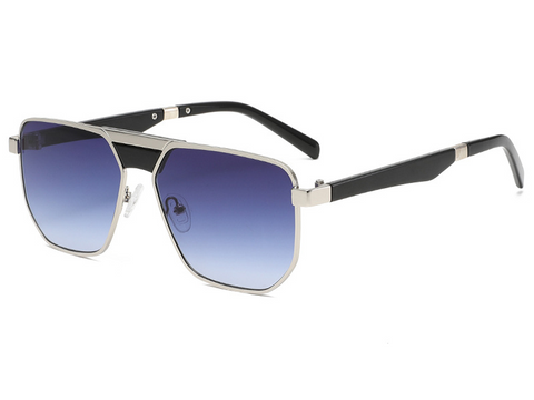 Vintage Double-Bridge Metal Aviator Sunglasses - UV Protection, WGSG3411