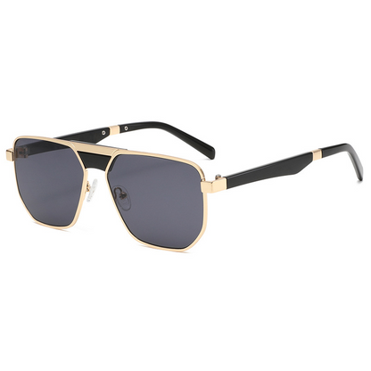 Vintage Double-Bridge Metal Aviator Sunglasses - UV Protection, WGSG3411