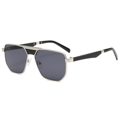Vintage Double-Bridge Metal Aviator Sunglasses - UV Protection, WGSG3411