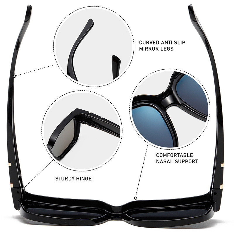 TR90 Polarised TAC Square-Frame Clip-On Sunglasses - UV Protection WGSG3429
