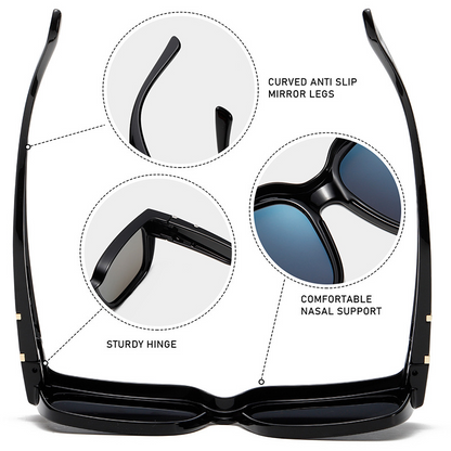 TR90 Polarised TAC Square-Frame Clip-On Sunglasses - UV Protection WGSG3429