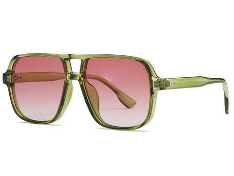 Square-Frame Double-Bridge Aviator-Style UV400 Sunglasses WGSG3452