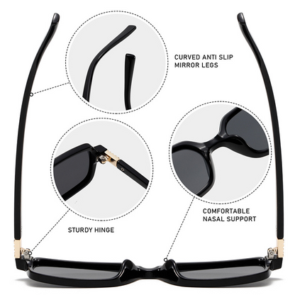 Polarised Petite Square Slim-Frame UV400 Sunglasses WGSG3488