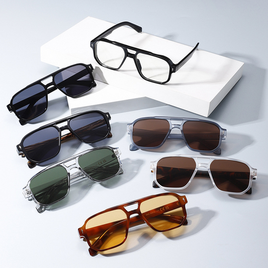 Double-Bridge Bold Americana Aviator UV400 Sunglasses WGSG3503