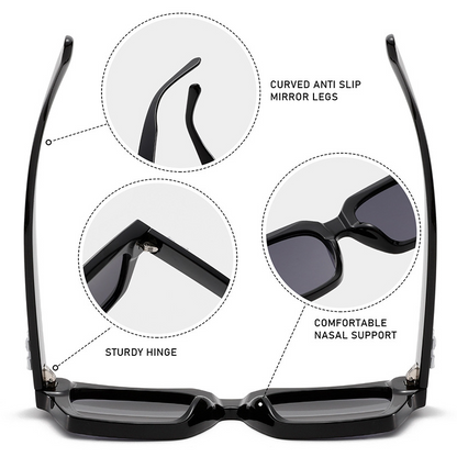 Frosted-Crystal Rectangular UV400 Retro Sunglasses WGSG3517