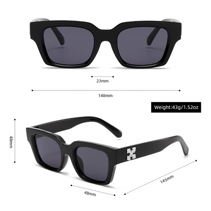 Frosted-Crystal Rectangular UV400 Retro Sunglasses WGSG3517