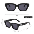 Frosted-Crystal Rectangular UV400 Retro Sunglasses WGSG3517