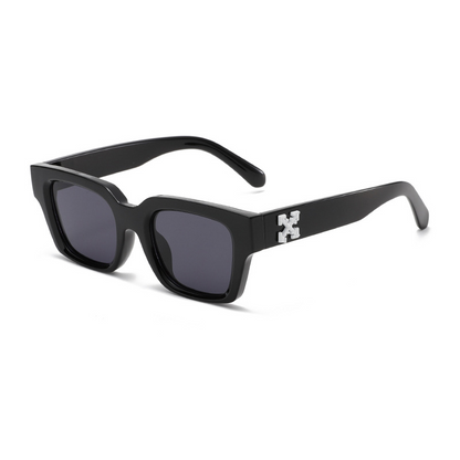 Frosted-Crystal Rectangular UV400 Retro Sunglasses WGSG3517