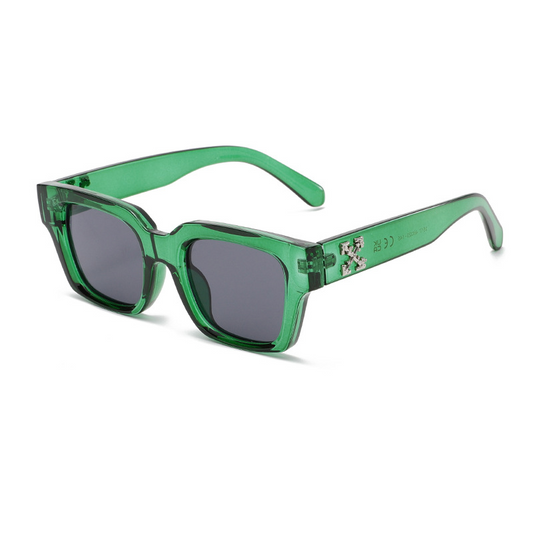 Frosted-Crystal Rectangular UV400 Retro Sunglasses WGSG3517