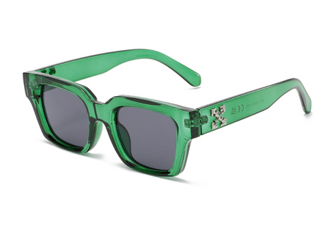 Frosted-Crystal Rectangular UV400 Retro Sunglasses WGSG3517