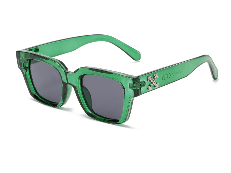 Frosted-Crystal Rectangular UV400 Retro Sunglasses WGSG3517