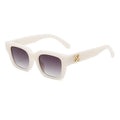 Frosted-Crystal Rectangular UV400 Retro Sunglasses WGSG3517