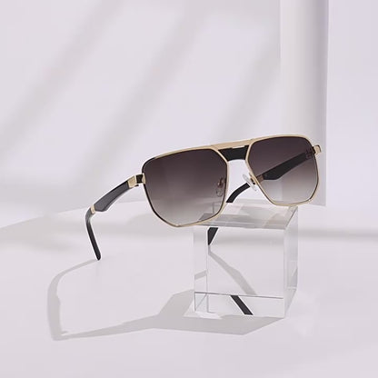 Vintage Double-Bridge Metal Aviator Sunglasses - UV Protection, WGSG3411